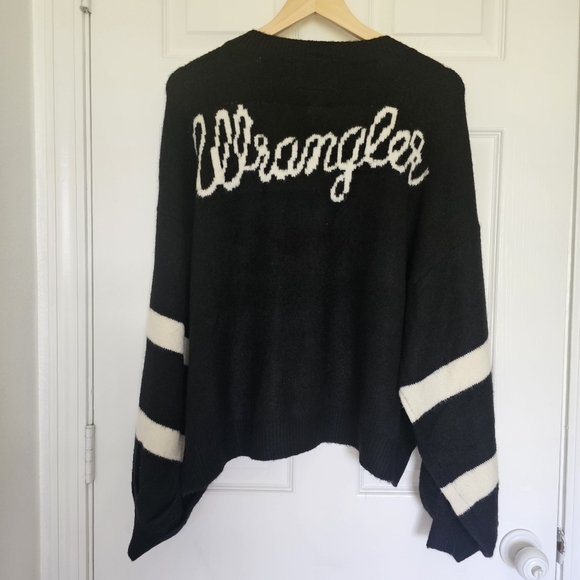 Wrangler Logo Cardigan Sweater Striped Balloon Sleeves Size XL - Picture 11 of 14